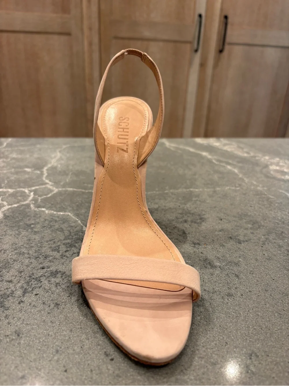 SCHUTZ Blush Nude Slingback Stiletto Sandals